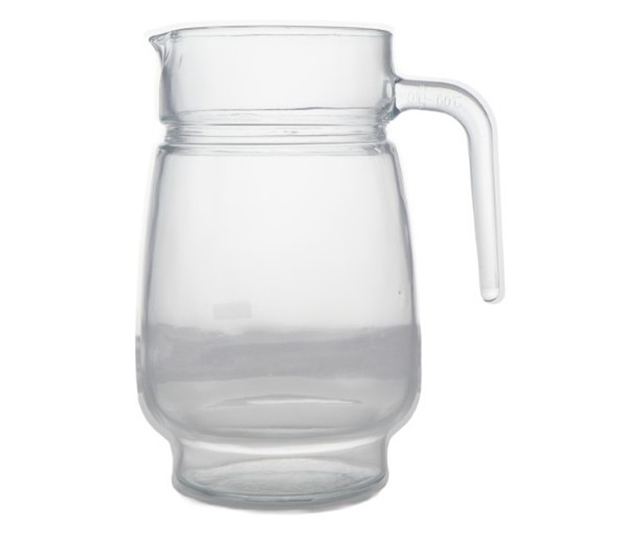 Üvegkancsó, ergonomikus fogantyúval és kiöntővel a kontrollált öntéshez, tökéletes gyümölcslevek és italok felszolgálásához, 1,5