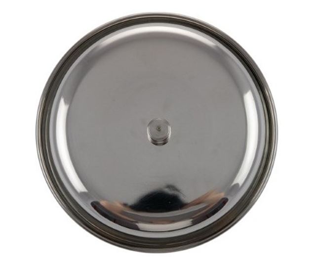 Rozsdamentes acél tál fedővel, 17 cm, ideális curry vagy más meleg ételek tálalásához