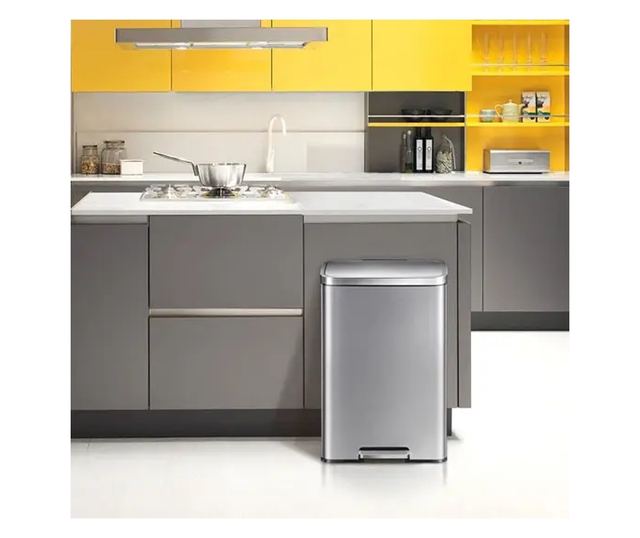 EKO pedálos szemetes, Madison, 50 literes űrtartalom, 1 kivehető rekesz, ergonomikus, ujjlenyomatmentes rozsdamentes acél test,