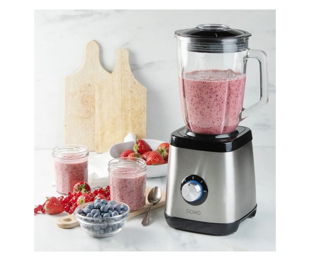 DOMO multifunkcionális turmixgép, 1,5 literes kapacitás, 2 sebességfokozat, 6 rozsdamentes acél penge, Pulse/jégzúzó funkció, mé