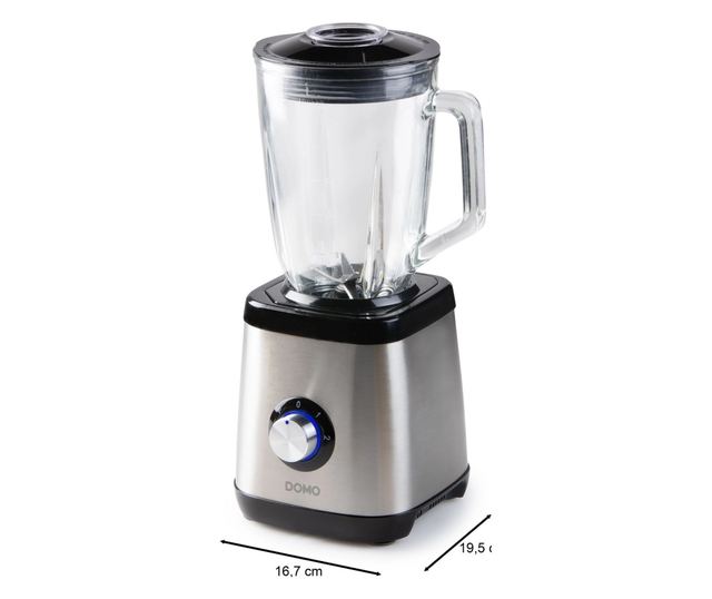 DOMO multifunkcionális turmixgép, 1,5 literes kapacitás, 2 sebességfokozat, 6 rozsdamentes acél penge, Pulse/jégzúzó funkció, mé