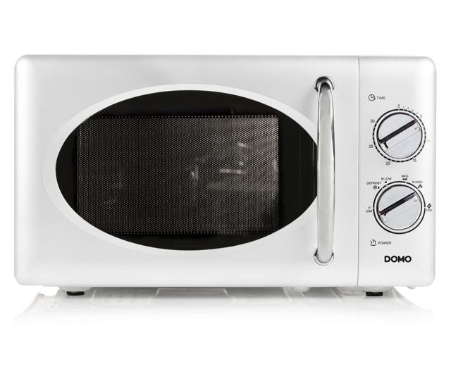DOMO Retro mikrohullámú sütő, Solo, 25 liter, Ø28.5 cm forgótányér, 6 teljesítményfokozat, 30 perces időzítő, kiolvasztás funkci