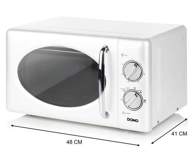 DOMO Retro mikrohullámú sütő, Solo, 25 liter, Ø28.5 cm forgótányér, 6 teljesítményfokozat, 30 perces időzítő, kiolvasztás funkci