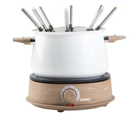 8 személyes fondue szett, DOMO, 1,4 liter, fehér/fa