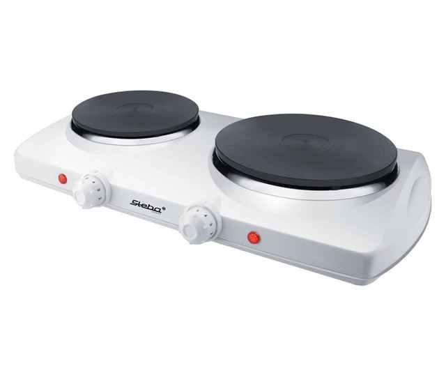 Steba elektromos főzőlap, 2 főzőzónás, 2300 W, öntöttvas, fehér, 47.5x8.5x28.5cm
