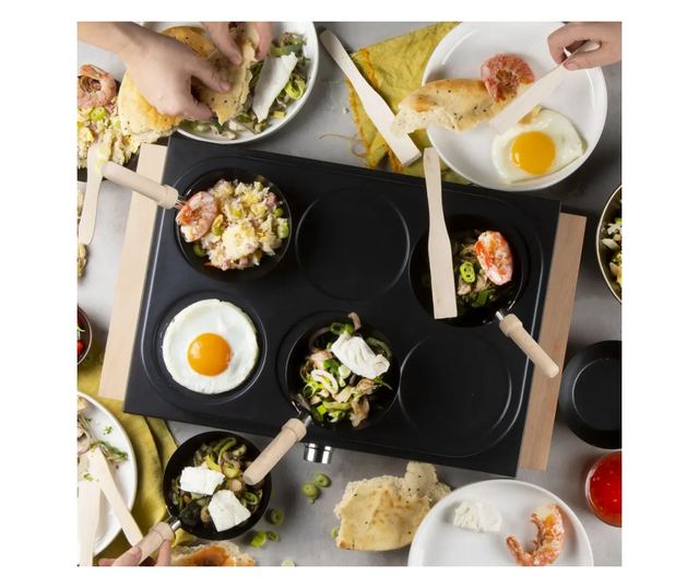 2 az 1-ben elektromos főzőlap, DOMO, Wok Party, fekete