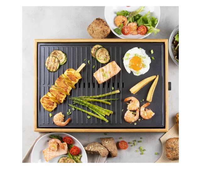 Plancha Bambusz elektromos főzőlap, DOMO, 42 x 28 cm, fa