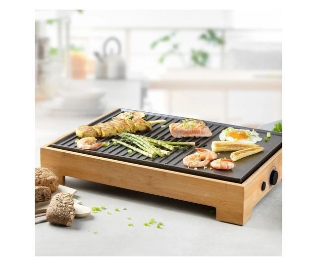 Plancha Bambusz elektromos főzőlap, DOMO, 42 x 28 cm, fa