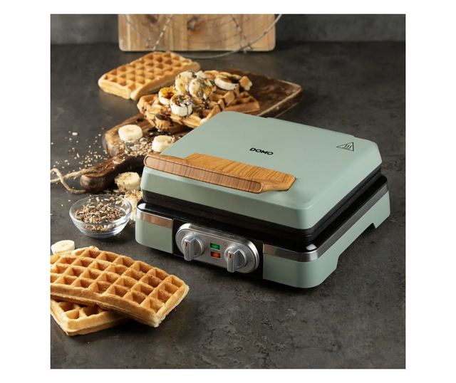 DOMO gofrisütő, tapadásmentes kerámia lapok, termosztát, 26.7x14.4x24.8cm