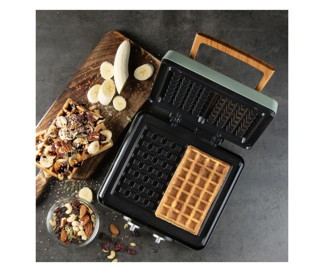 DOMO gofrisütő, tapadásmentes kerámia lapok, termosztát, 26.7x14.4x24.8cm