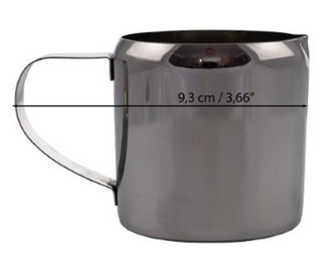 150 ml-es rozsdamentes acél hengeres kancsó fogantyúval