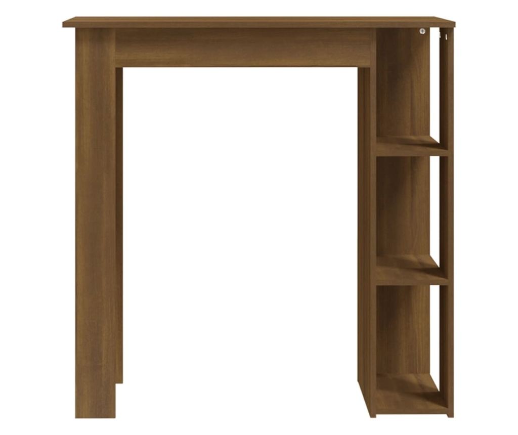Τραπέζι μπαρ με ράφι, καφέ δρυς, 102x50x103,5 εκ., μοριοσανίδα - 2