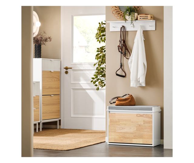 SoBuy bejárati cipőtartó állvány, cipőbútor fehér színben