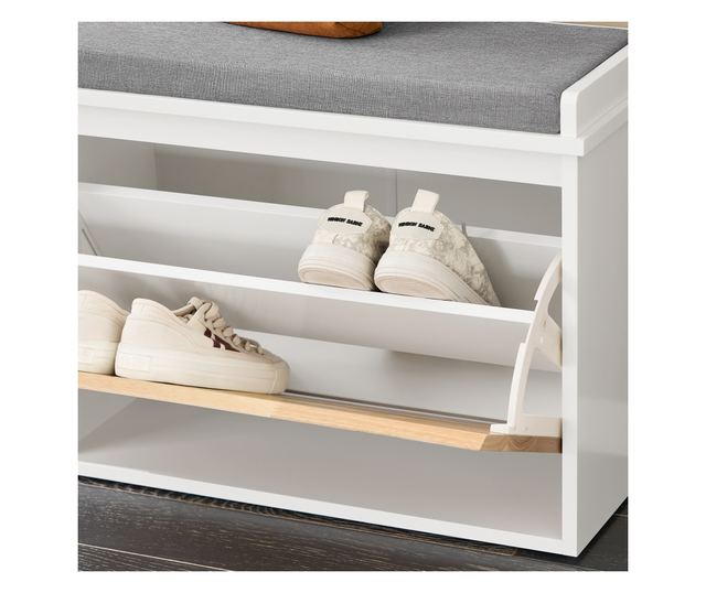 SoBuy bejárati cipőtartó állvány, cipőbútor fehér színben