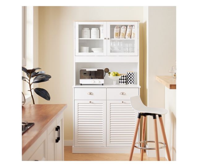 SoBuy mikrohullámú sütőszekrény beépített konyhaszigettel, fehér FSB101-W modell