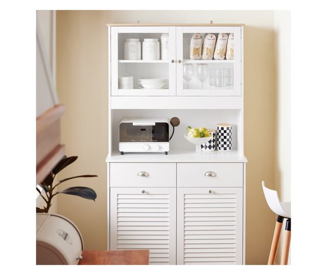 SoBuy mikrohullámú sütőszekrény beépített konyhaszigettel, fehér FSB101-W modell