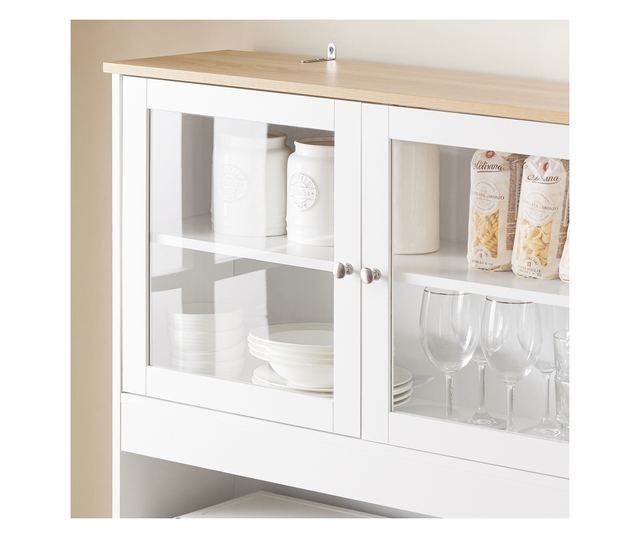 SoBuy mikrohullámú sütőszekrény beépített konyhaszigettel, fehér FSB101-W modell