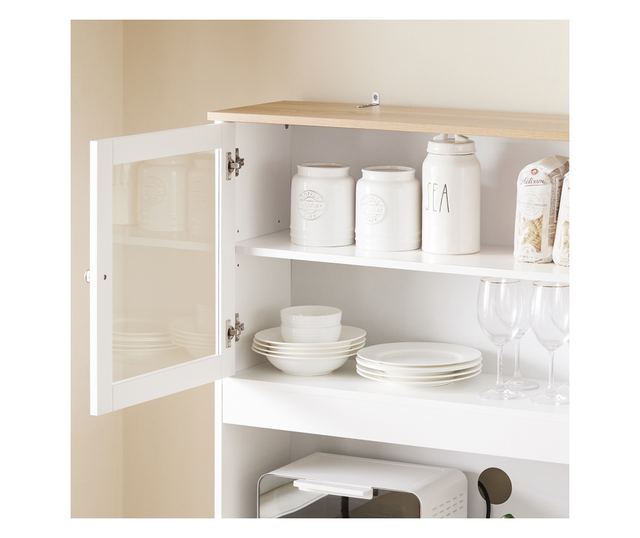 SoBuy mikrohullámú sütőszekrény beépített konyhaszigettel, fehér FSB101-W modell