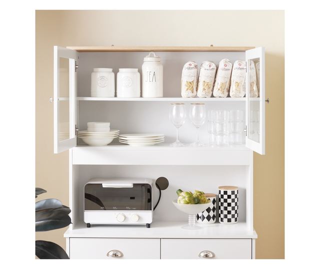 SoBuy mikrohullámú sütőszekrény beépített konyhaszigettel, fehér FSB101-W modell