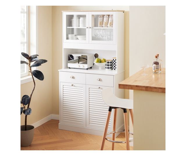 SoBuy mikrohullámú sütőszekrény beépített konyhaszigettel, fehér FSB101-W modell