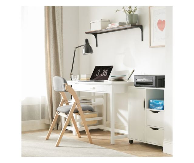 SoBuy FST92-Nx2 összecsukható bükkfa szék, kárpitozott konyhai fotel világosszür