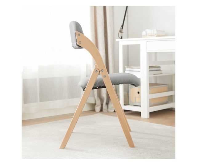 SoBuy FST92-Nx2 összecsukható bükkfa szék, kárpitozott konyhai fotel világosszür