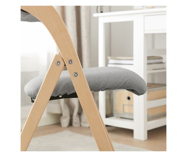 SoBuy FST92-Nx2 összecsukható bükkfa szék, kárpitozott konyhai fotel világosszür