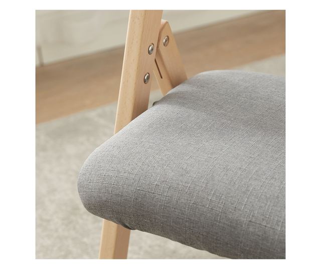 SoBuy FST92-Nx2 összecsukható bükkfa szék, kárpitozott konyhai fotel világosszür