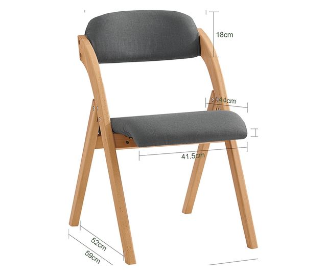 SoBuy FST92-SGx2 összecsukható bükkfa szék, kárpitozott konyhai fotel sötétszürk