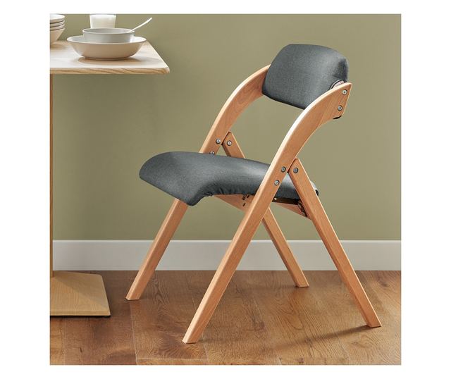 SoBuy FST92-SGx2 összecsukható bükkfa szék, kárpitozott konyhai fotel sötétszürk