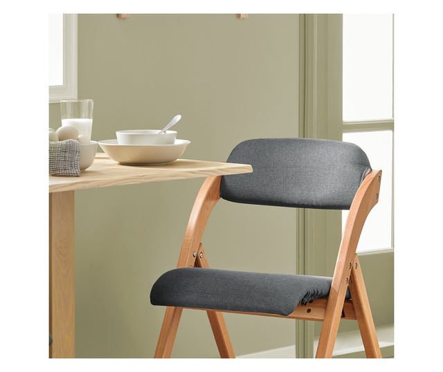 SoBuy FST92-SGx2 összecsukható bükkfa szék, kárpitozott konyhai fotel sötétszürk