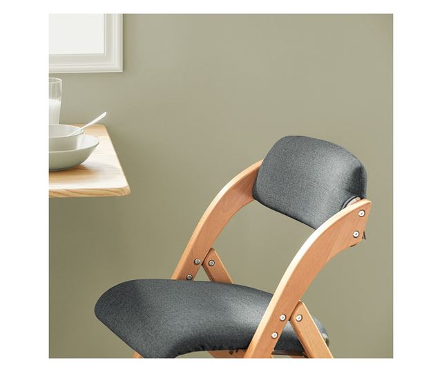 SoBuy FST92-SGx2 összecsukható bükkfa szék, kárpitozott konyhai fotel sötétszürk