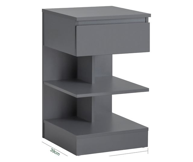SoBuy modern éjjeliszekrény 1 fiókkal, 2 polccal, szürke
