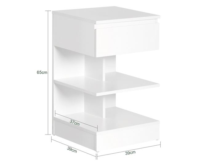 SoBuy modern éjjeliszekrény 1 fiókkal, 2 polccal, fehér