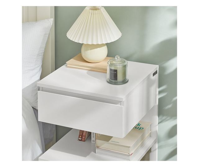 SoBuy modern éjjeliszekrény 1 fiókkal, 2 polccal, fehér