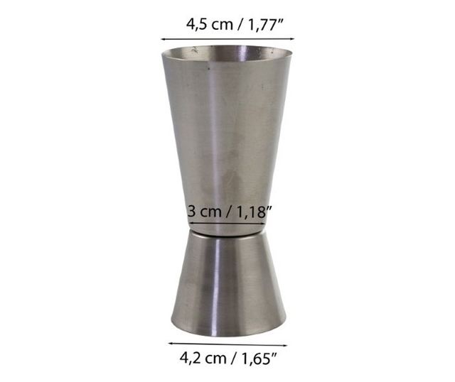 Dupla italadagoló pohár, rozsdamentes acél, 30/60 ml