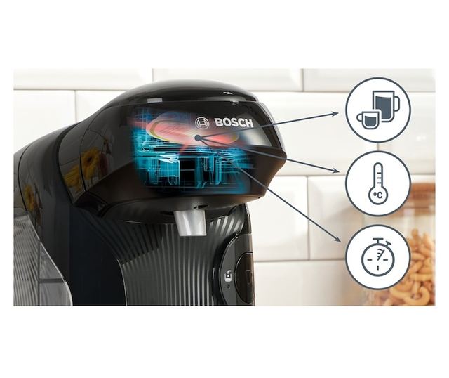 Bosch Tassimo Style TAS112E Kávéfőző, 1400W, 3,3 bar, 0,7l, Öntisztító és Vízkőmentesítő, Kapszulás, Fekete