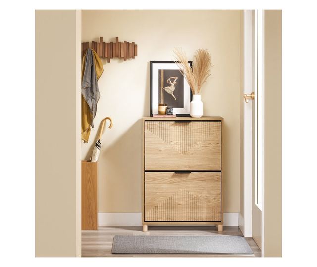 SoBuy vékony cipőszekrény összecsukható ajtókkal, 8 pár cipő tárolásra