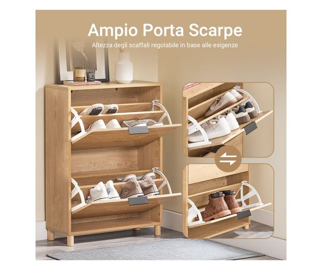 SoBuy vékony cipőszekrény összecsukható ajtókkal, 8 pár cipő tárolásra