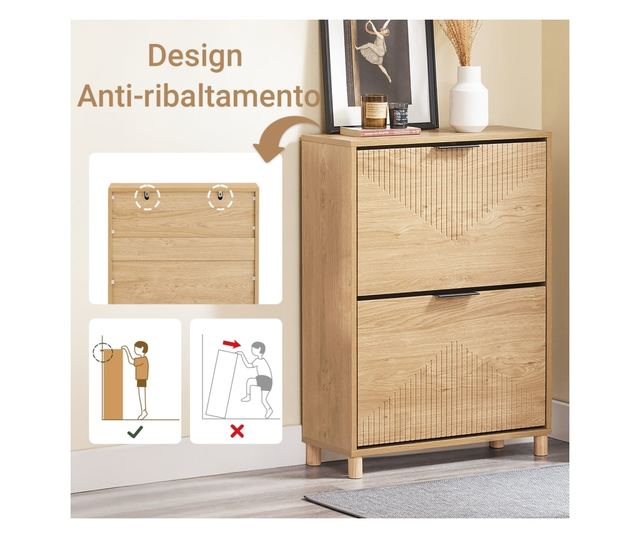 SoBuy vékony cipőszekrény összecsukható ajtókkal, 8 pár cipő tárolásra