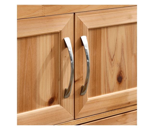 SoBuy tömörfa konyhaszekrény kerekekkel, fiókokkal és palacktartókkal, természet