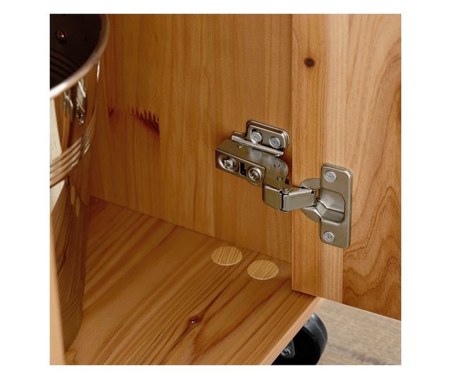 SoBuy tömörfa konyhaszekrény kerekekkel, fiókokkal és palacktartókkal, természet