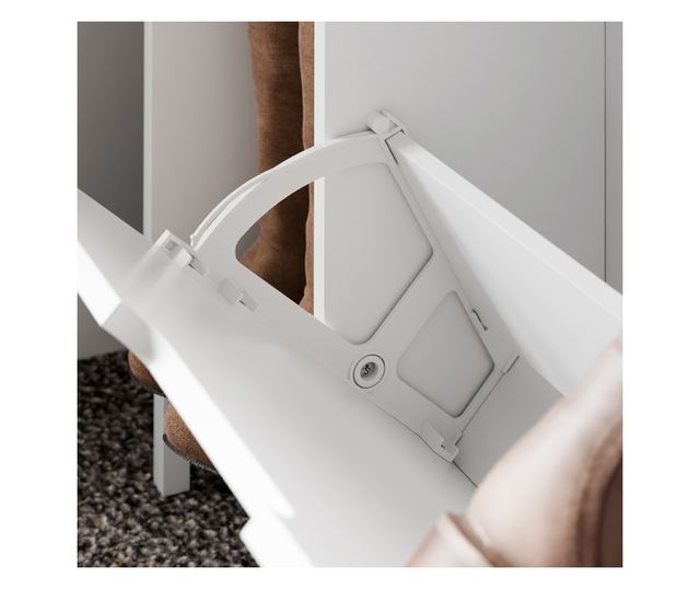 SoBuy bejárati szekrény, 3 ajtós, fehér-bambusz, könnyű összeszerelés