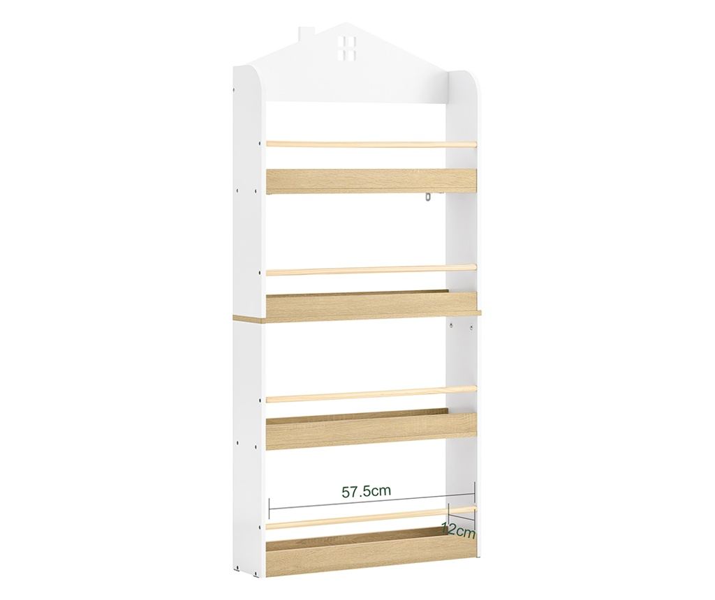 Bibliotecă copii SoBuy, culoare albă, dimensiuni compacte, model KMB121-WN - 3