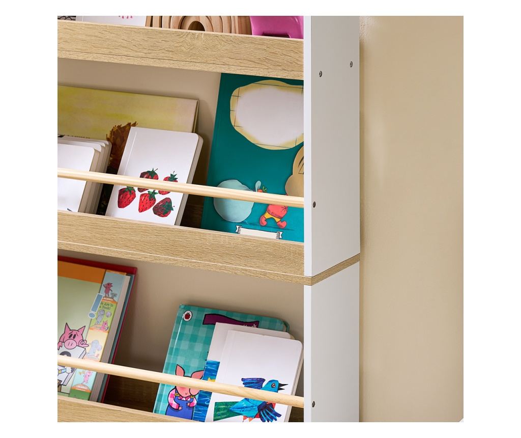 Bibliotecă copii SoBuy, culoare albă, dimensiuni compacte, model KMB121-WN - 13
