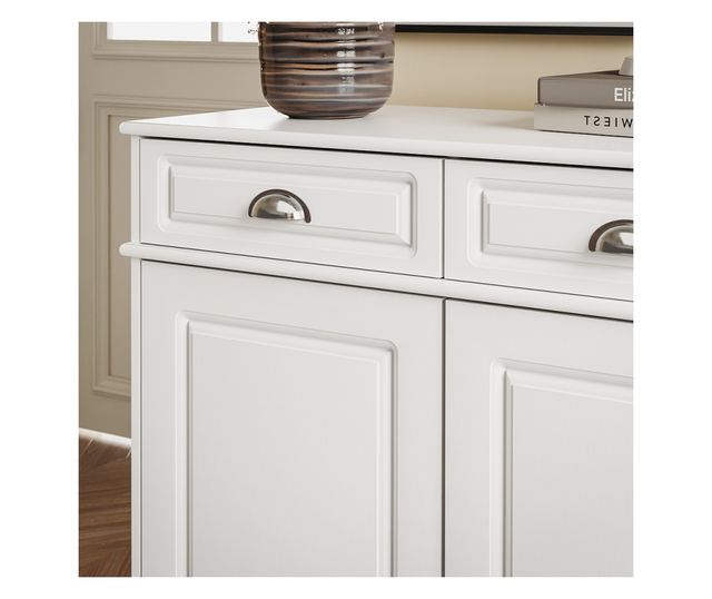 SoBuy fehér cipősszekrény 2 ajtóval és 2 fiókkal, 74 kg teherbírással