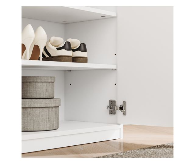 SoBuy fehér cipősszekrény 2 ajtóval és 2 fiókkal, 74 kg teherbírással