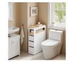 SoBuy fürdőszobaszekrény 3 fiókkal és polccal, fehér, 4 kerekű
