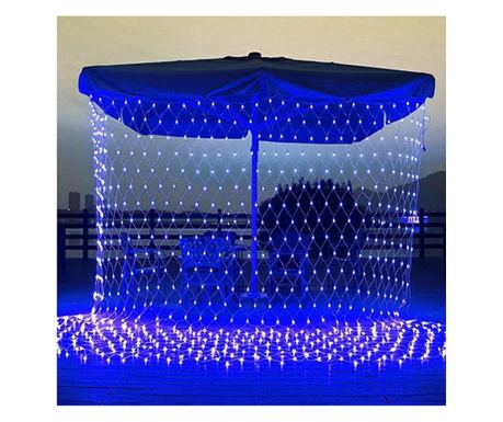 Vánoční síťová světla, 16 x 1 m, 640 modrých LED, 8 světelných efektů, IP44 transformátor