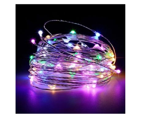 Vánoční světýlka, 50 LED žárovek, s bateriemi a dálkovým ovládáním, 8 funkcí